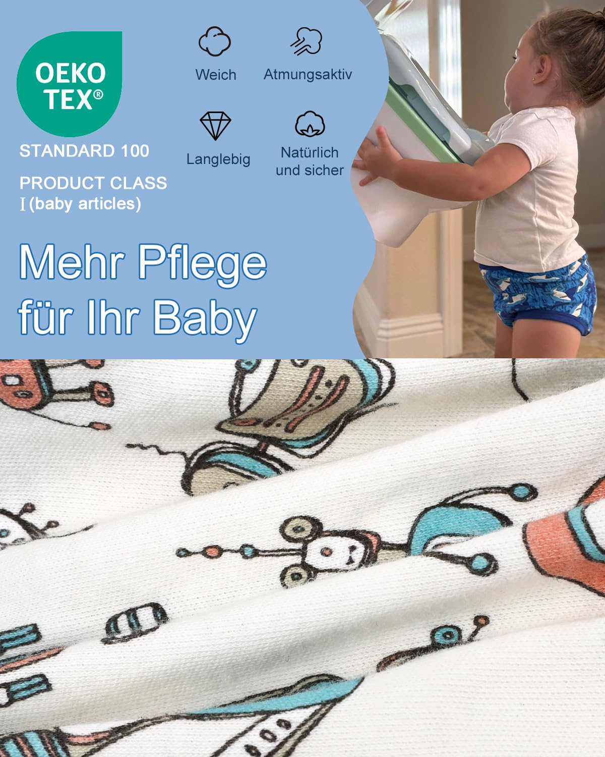 FLYISH DIRECT Töpfchen Trainingshose, Kinder Töpfchentraining Unterwäsche für Jungen und Mädchen, Bequem und Atmungsaktiv - 3