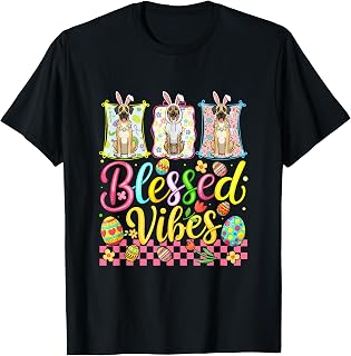 Blessed Funny Vibes Easter Three Cute Bunny Great Danes T-Shirt