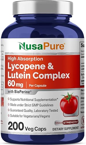Complejo de licopeno y luteína 50 mg 200 cápsulas vegetales (sin OMG y sin gluten)