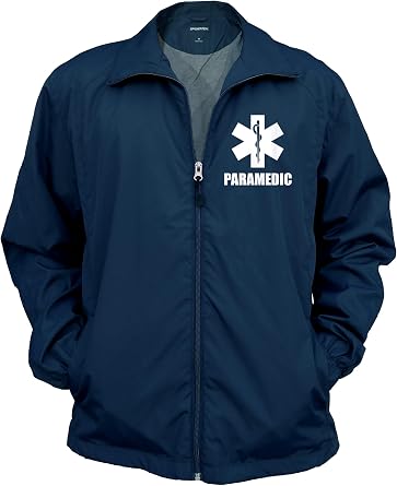 Smart People Clothing Paramedic Zipped up Windbreaker with Reflective Decorations Front and Back