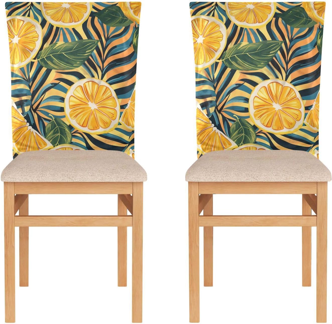ALAZA Tiger Stripes Lemon Chair Back Cover Set of 6, Washable Reusable Removable Chair Slipcovers Decorative Chair Cover for Home Kitchen Wedding Party