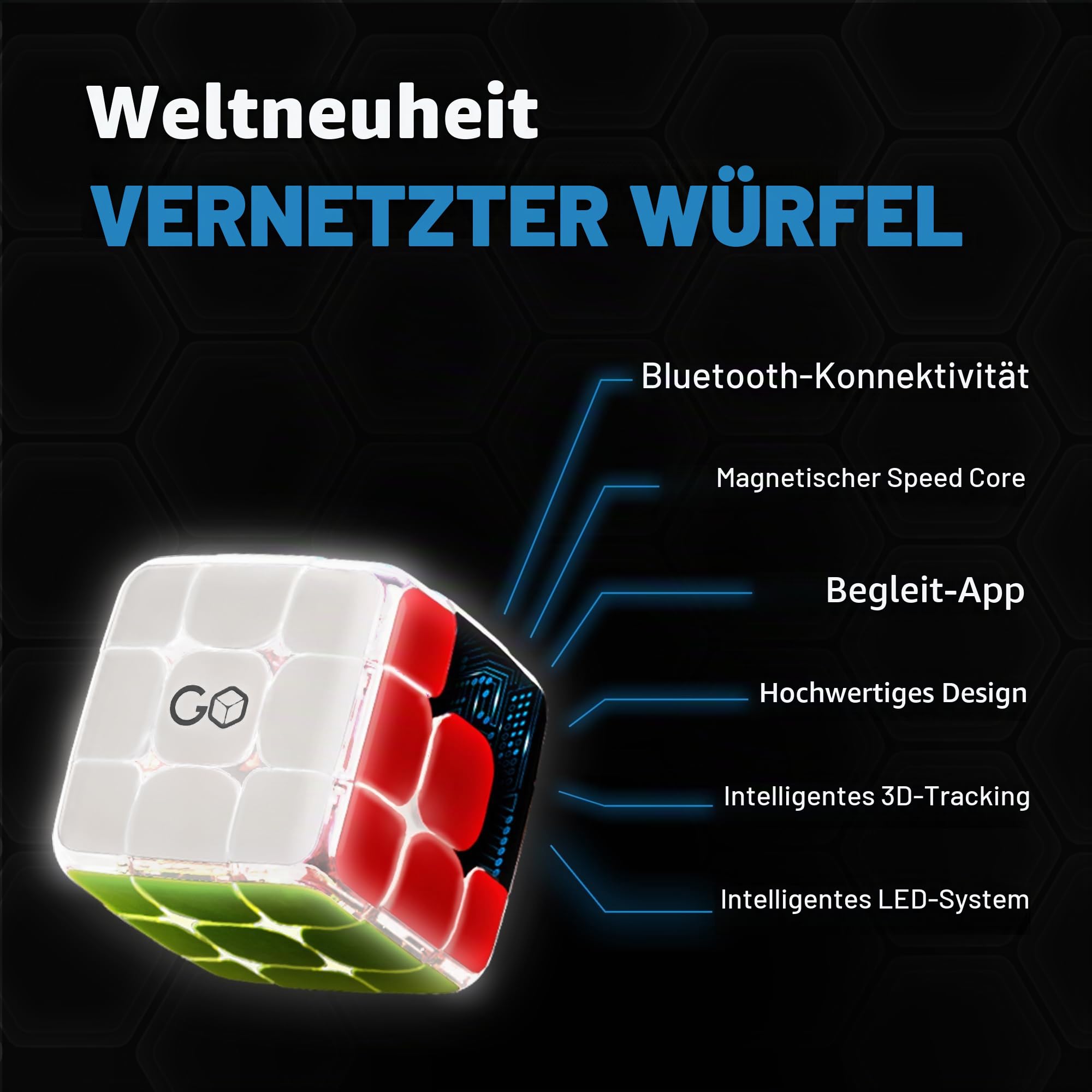 GoCube Edge Smart Cube. Elektronischer Bluetooth-Speedcube (3x3) mit App | Magnetischer Speed-Cube 3x3. Lerne, den Würfel zu lösen. MINT-Denkspiel. Geschenk für Kinder und Erwachsene. Kostenlose App