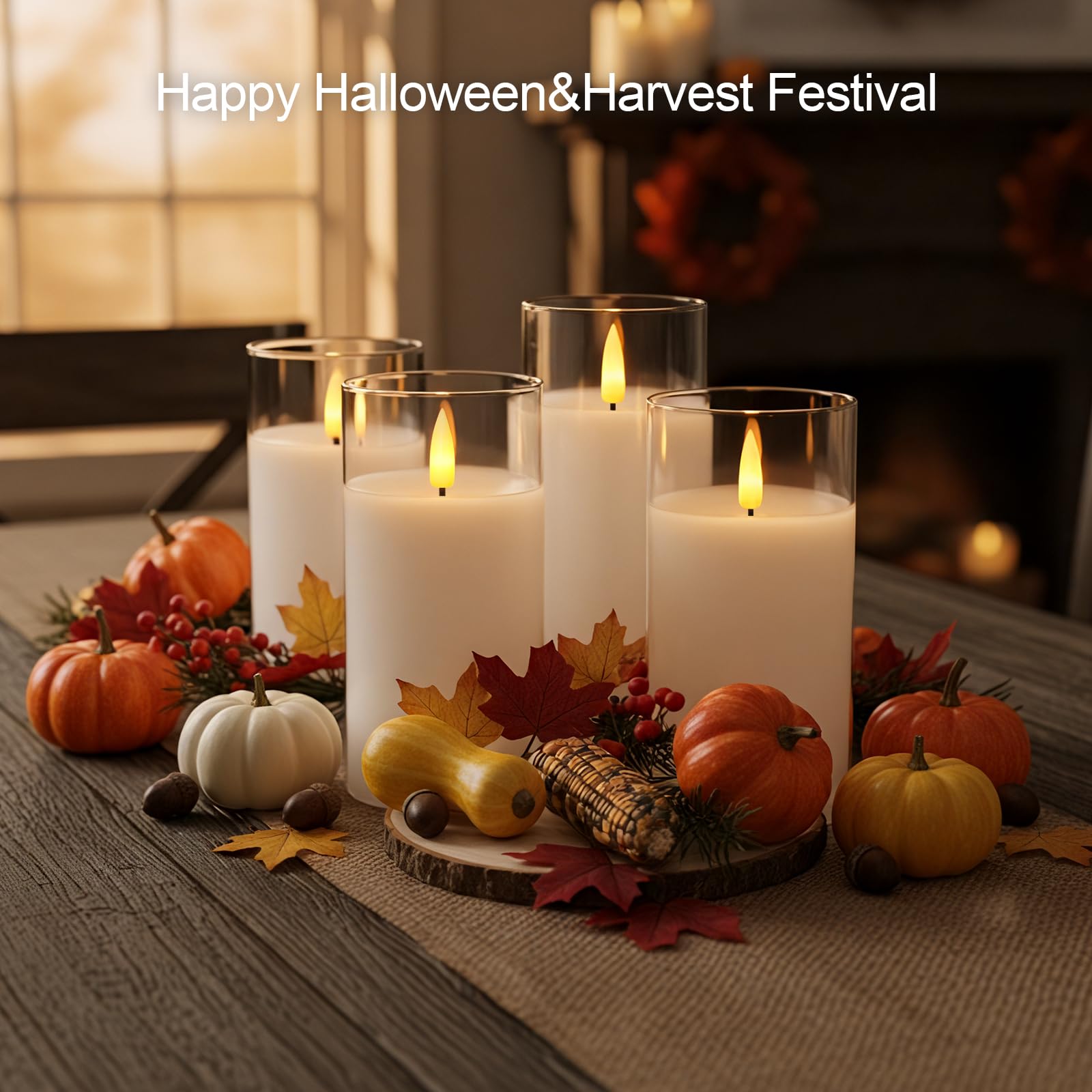 5plots Set di 3 candele a LED bianche senza fiamma, con timer remoto, candele a pilastro in vera cera con luce tremolante calda per interni, casa, Halloween, decorazioni natalizie, D3 x H6 15,2 cm