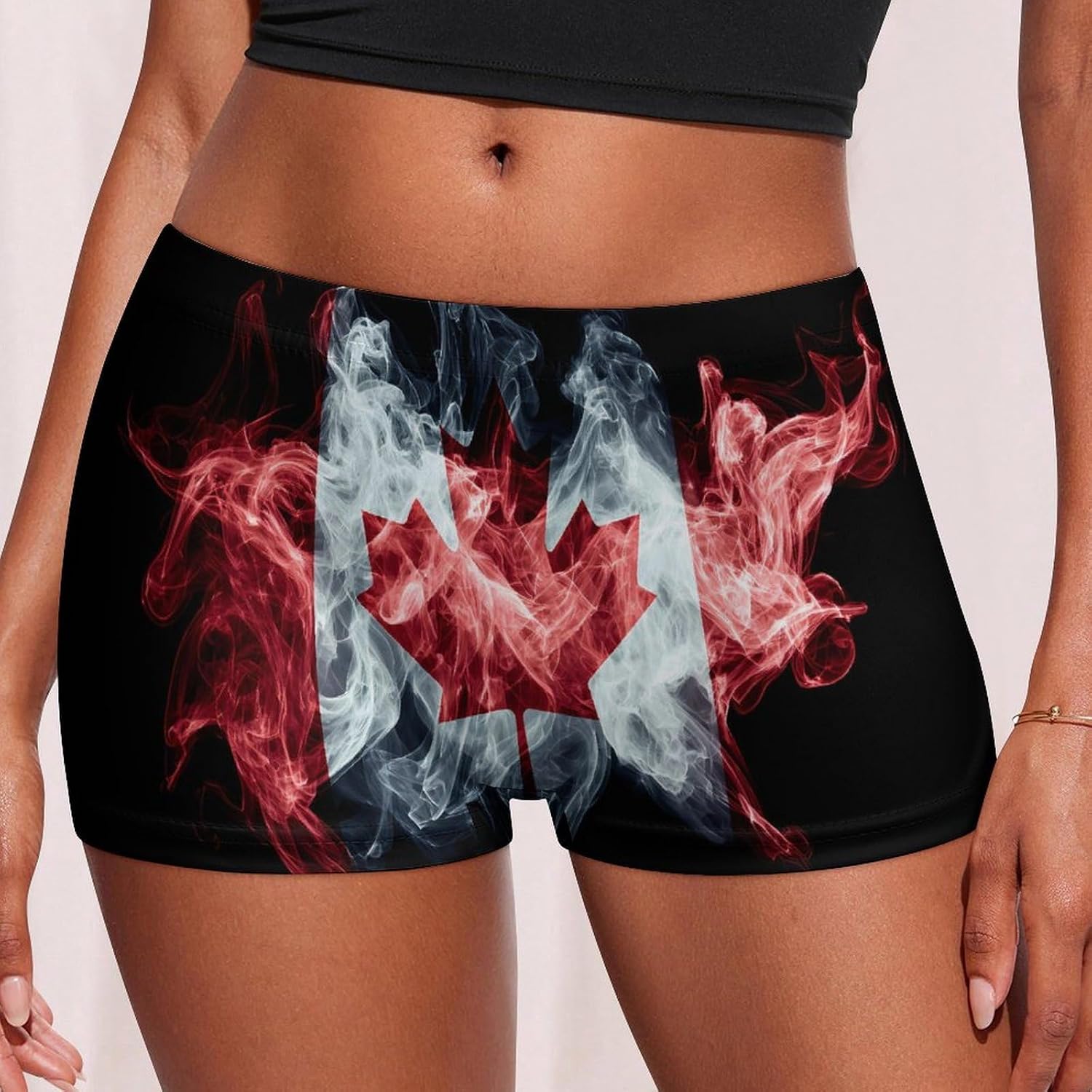 Smoking Canada Canadian Flag Fashion Women's Boxer Briefs Breathable Underpants Trunks Stretch Underwear
