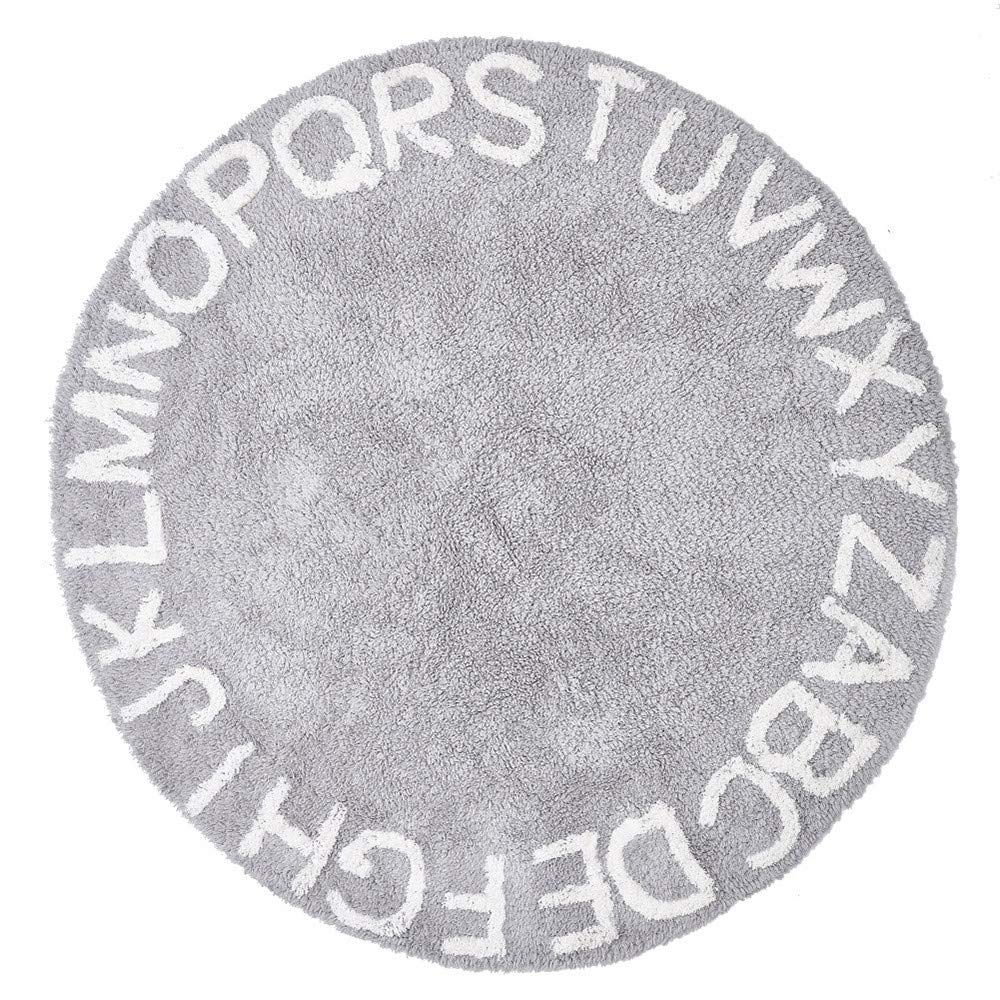 FasterS ABC Baby Rug for Nursery Kids Round Educational Alphabet Warm Soft Large Activity Mat Floor Area Rugs Cotton Non-Slip for Children Toddlers Bedroom 59inch