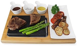 Zelancio Premium Lava Hot Stone Cooking Platter, Hot and Cold Lava Rock Cooking Stone Set, Hibachi Grilling Stone