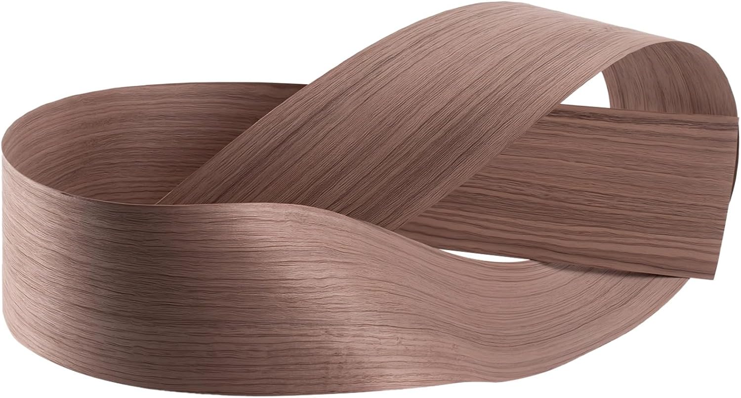 Real Walnut Straight Grain Wood Veneer, 8.2 Ft X 5.9 In, Adhesive Backed, Flexible Iron On Stick Roll For Furniture Edge Banding