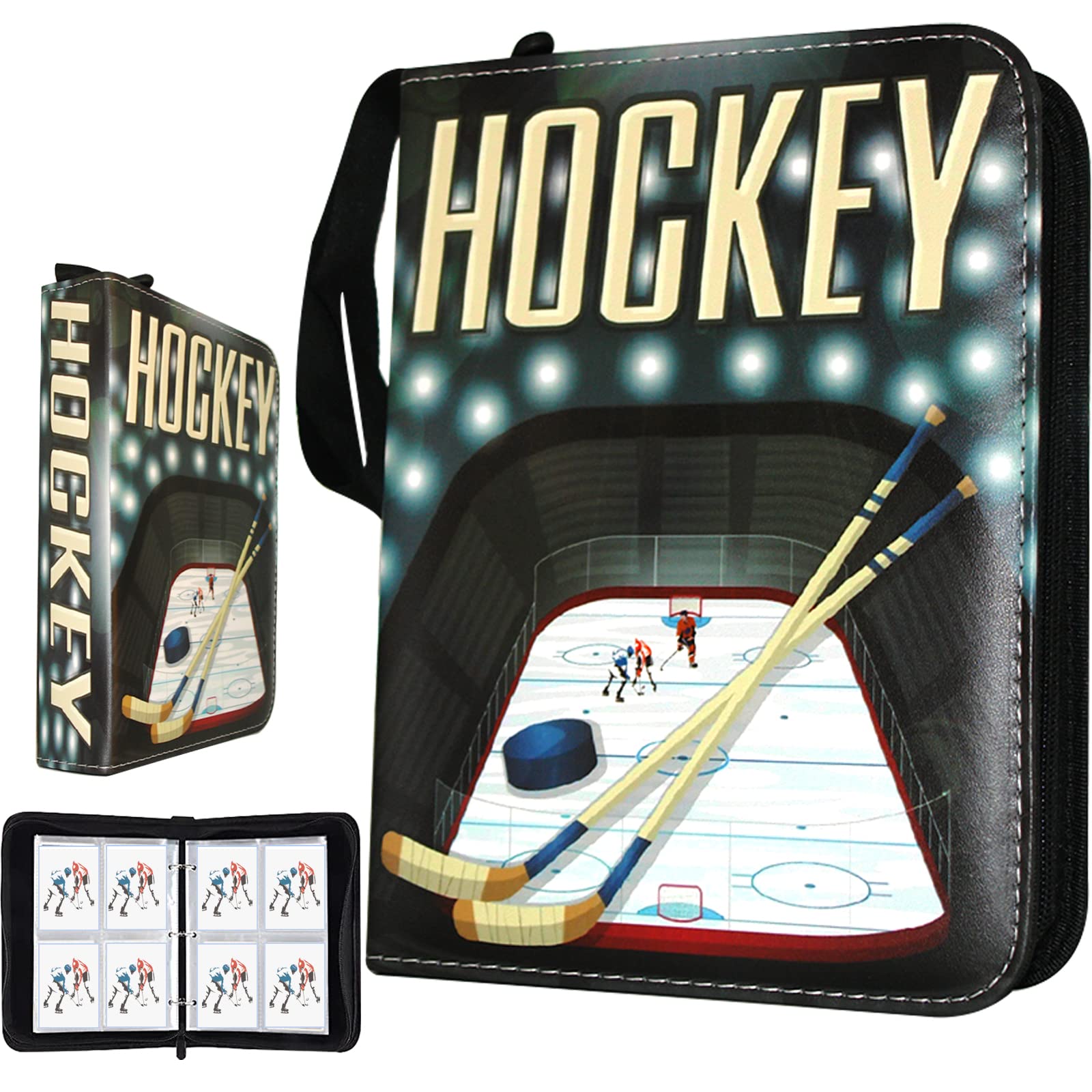 hockey card binder amazon Amazon.com: Hockey Card Binder 400 Pockets, Trading Card Binder 4 Pocket  with 50 Removable Sleeves Fits 400 Sport Cards, 3 Ring Card Holder Binder  with Zipper, Collector Storage Album : Toys & Games