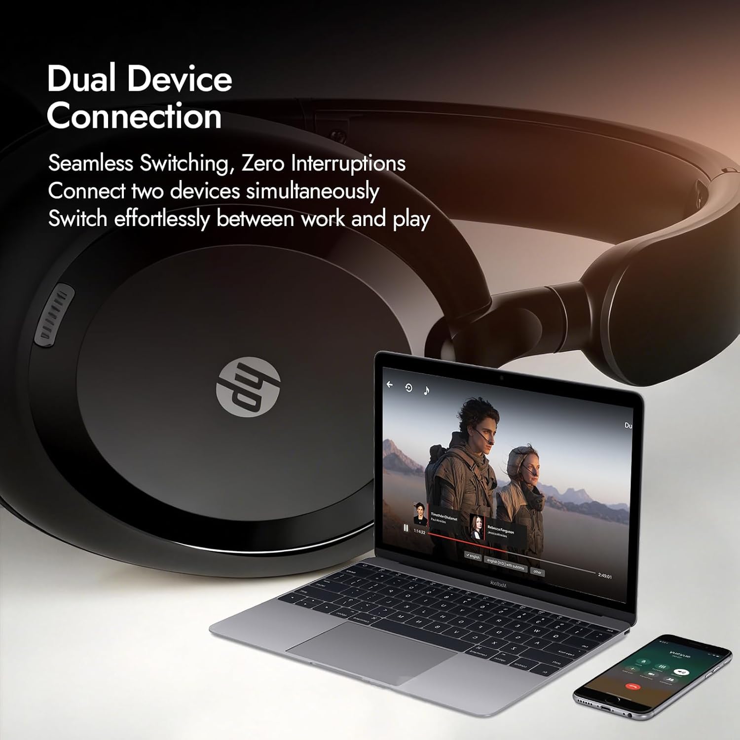 HP H231A Wireless Headphones Bluetooth Over-Ear Headset with ANC Noise Cancelling, Built-in Mic and up to 54 Hours Battery Life, Lightweight for Work, Travel, School, Gaming Headset with Mic, Black