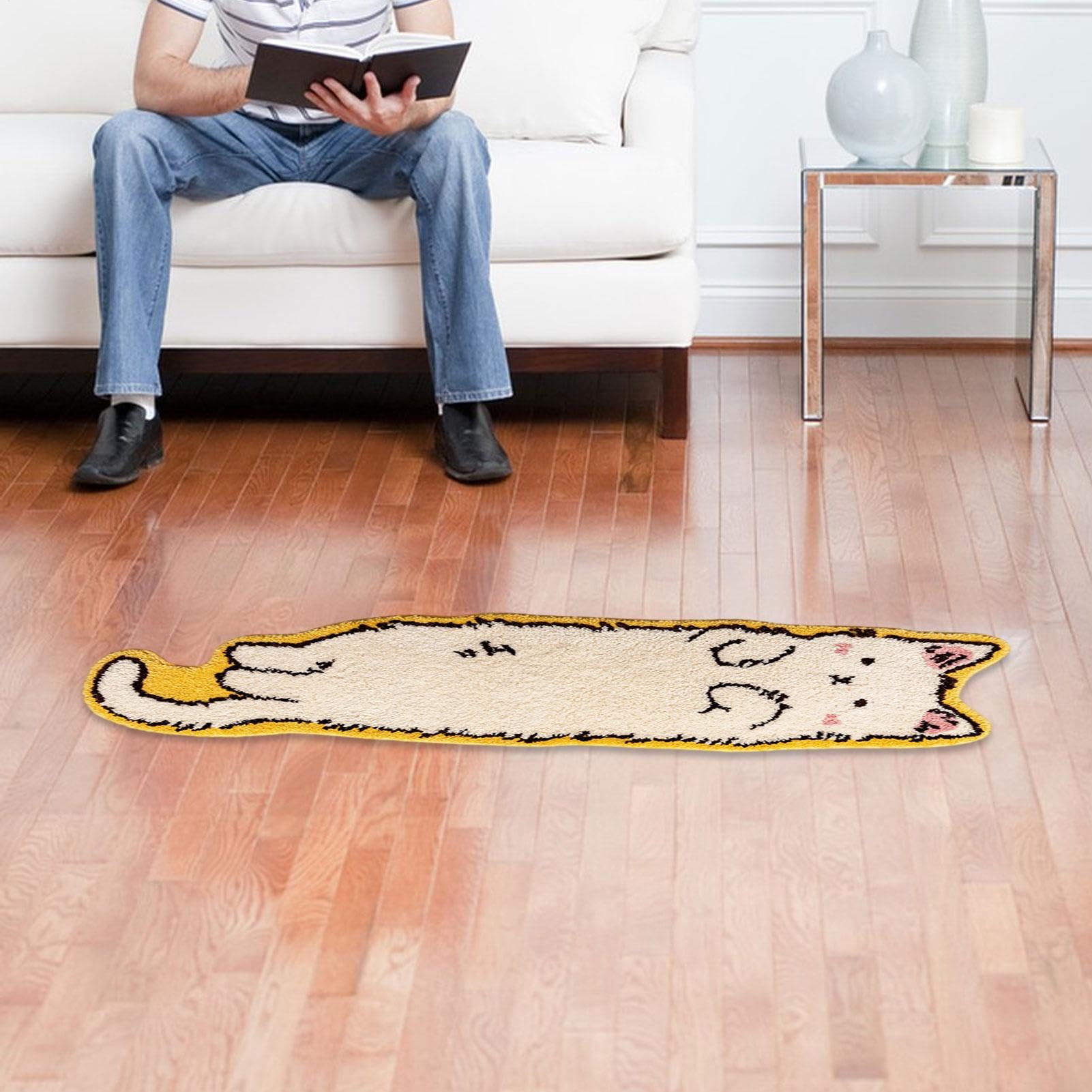 Katzenbedruckter Teppich – Teppich mit Katzenmuster, Teppich im Katzenstil | Katzen-Fußmatte, Duschbodenmatte, Katzenteppich, Schlafzimmer-Dekoration, Wohnzimmer-Dekoration