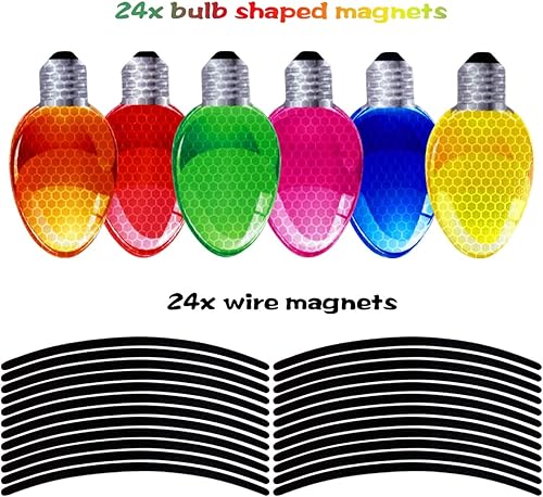 Miniatura 2 de JoFAN Decoración de Navidad para refrigerador de automóvil, imanes con forma de bombilla reflectante con cables magnéticos, adornos para decoración
