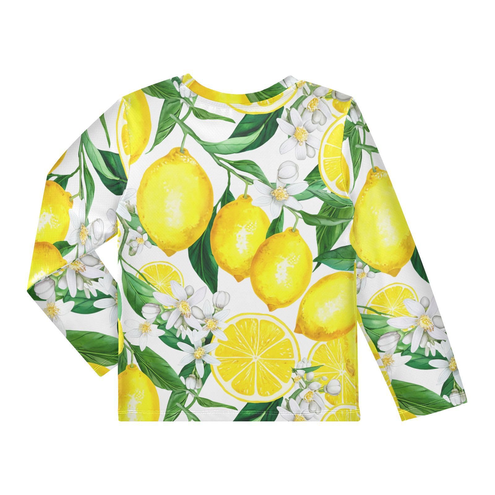 DOMIKING Blossom Foliage Yellow Boys Long Sleeve Rashguard Shirt Kids Quick Dry Swim Shirt for Beach Pool Sport 11-12T