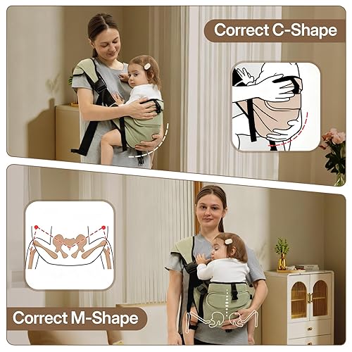 Miniatura 3 de HORUMP Portabebés para recién nacidos a niños pequeños, ajustable y ligero, portabebés de 25 a 60 libras, ideal para el hogar, compras y viajes,