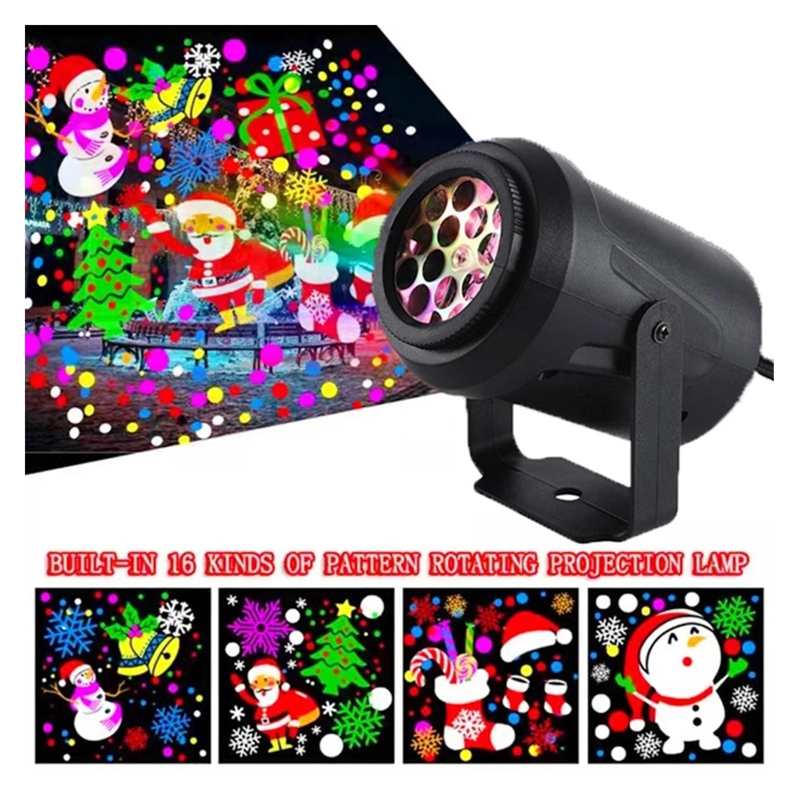 Projecteur Lumineux, projecteur holographique d'halloween, 16 Motifs, lumières LED, décoration de Noël, Lampe d'extérieur étanche, projecteur de Neige, projecteur de scène du Nouvel an, écla