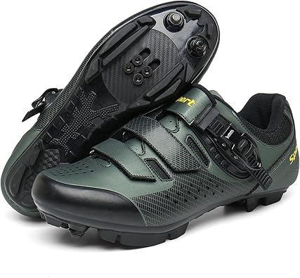 JiuQing Mountain Bike Shoes Men Compatible with 2-Bolts SPD Cleats MTB Shoes Outdoor Cycling Shoes