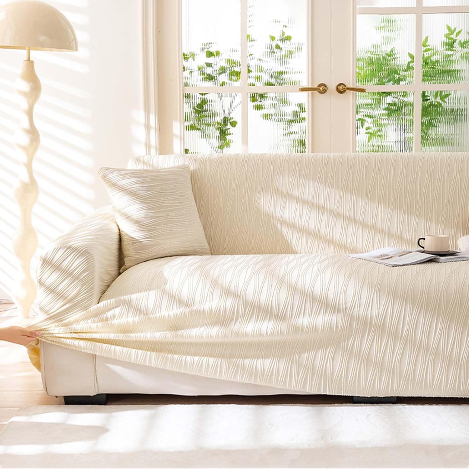 Stretch Sofa Cover, Couch Cover, Sectional Couch Slipcover, Loveseat Cover with Elastic Fabric, Anti-Slip Fit, Washable Furniture Protector for Living Room Sofa Renewal and Home Decor