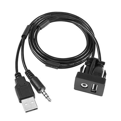 YACSEJAO Cable de montaje empotrado USB 2.0+0.138 in AUX Cable de montaje en panel de tablero para automóvil, barco y motocicleta, 3.3 ft3.3 pies