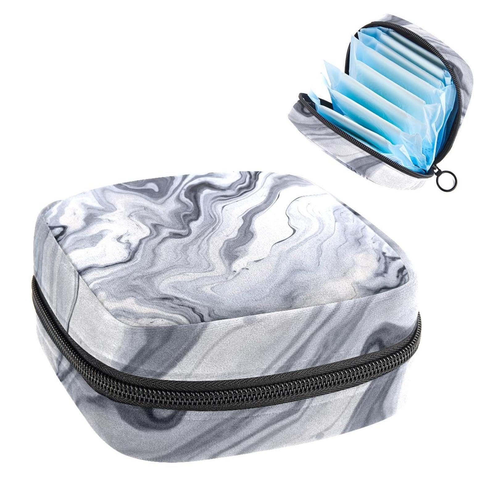 Portable Menstrual Pad Bags, Large Capacity Sanitary Napkin Storage Bag, First Period Kit for Girls Women, Zipper Nursing Pad Holder Abstract Pastel Marble Texture