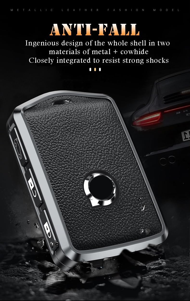 Keyless Remote Key Fob Cover with Keychain Fit for Volvo Smart Key Shell Case Compatible with Volvo XC40 XC60 XC70 XC90 S60 S80 S90 C30 V70 V90 T5 T6 T8 Key Sleeve Key Protective Cover-Black