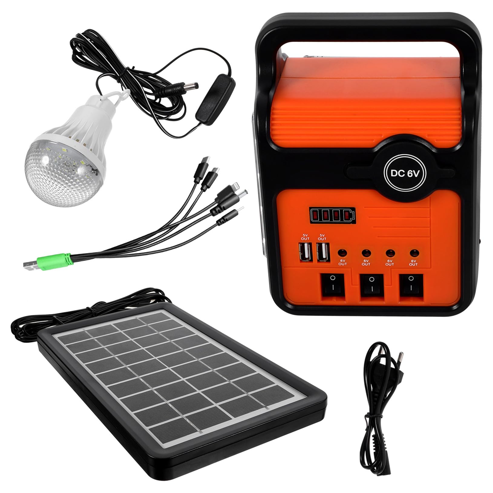 Negro Generador de Energía Solar Compacto 220v 25w para Camping