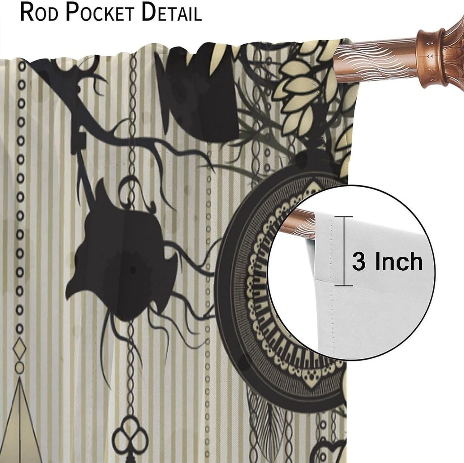 JESTRONRY Clocks Kitchen Curtains, Abstract Vintage Tea Party Theme Blackout Rod Pocket Window Drapes for Living Room Bedroom Kitchen Home Decor W42xL45in