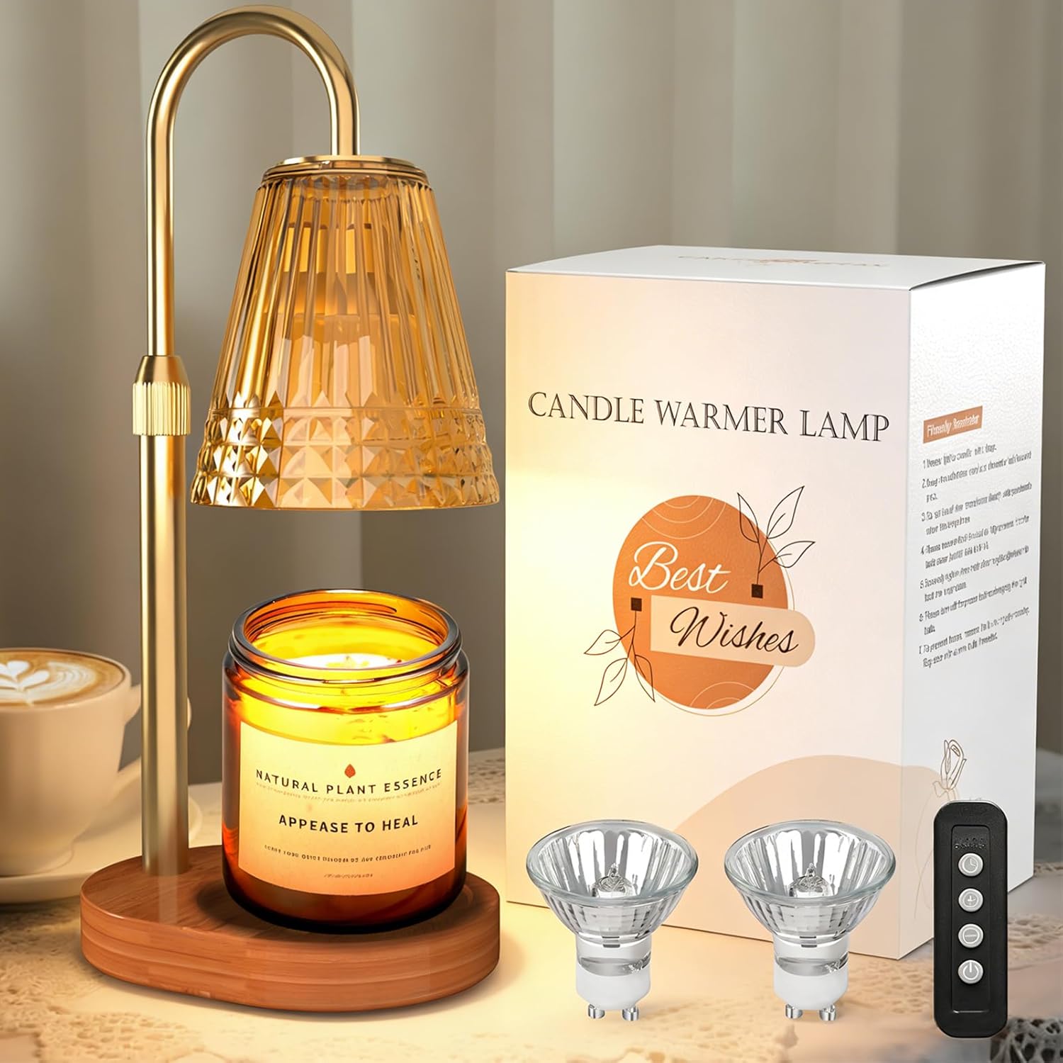Candle Warmer Lamp with Timer Dimmable 2PCS, Height Adjustable Candle Lamp Warmer for Jar Candles, Housewarming Gift, Birthday Mother's Day Valentines Gifts for Women Mom Wife Bedroom Home Room Decor