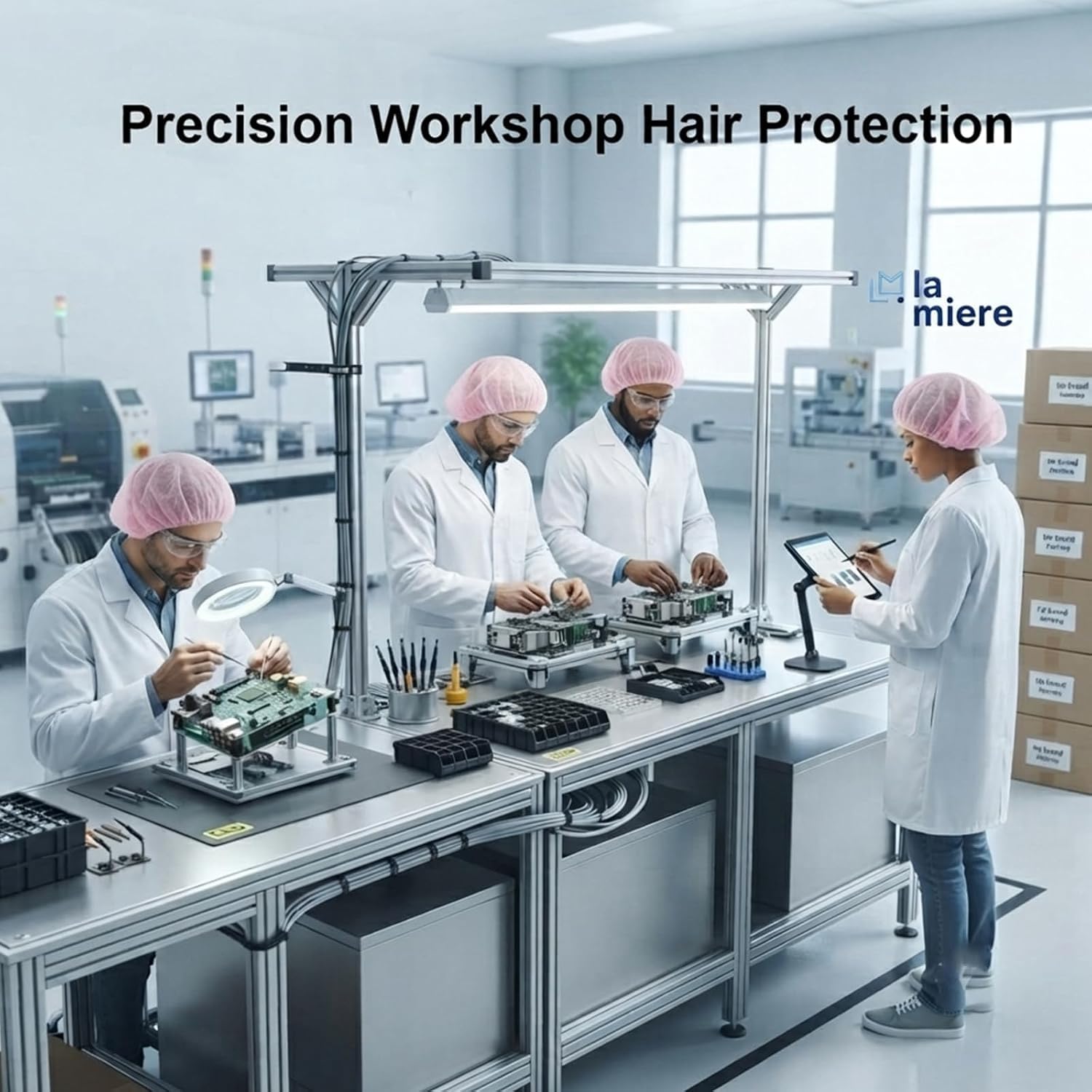 100P Pink Non-Woven Hairnets Bouffant Caps Head Covers Hair Net Cap 21"