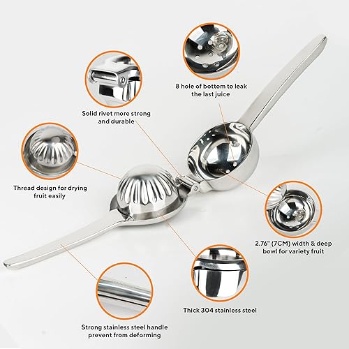 Miniatura 7 de Exprimidor de limón de acero inoxidable  Exprimidor de mano resistente con tazón grande  Prensa manual de cítricos premium  Exprimidor y exprimidor