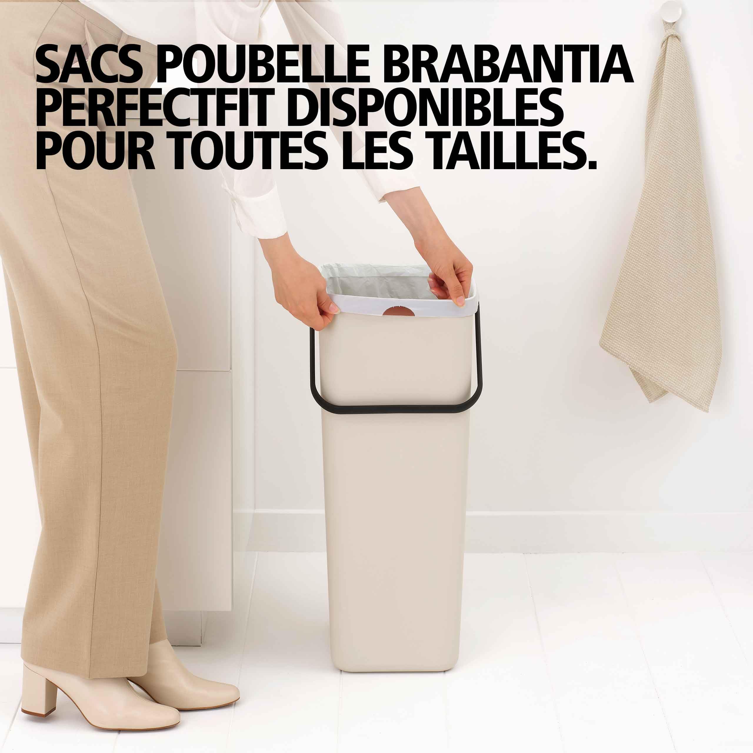Brabantia Poubelle Sort & Go 40L (Beige clair) – Système de tri des déchets avec poignée de transport, couvercle amovible et à ouverture permanente – Poubelle cuisine à nettoyage facile sans rebords