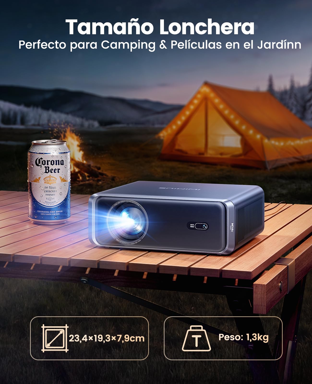 Proyector 4K【Netflix Incluido/Dolby】 35000 Lúmenes Smart Proyector 4K Auto Focus/Keystone WiFi Bluetooth FHD 1080P,HDR10, Apps Oficiales Proyectors Portátil WiFi6 Cine en Casa/Exterior/Regalo HDMIARC