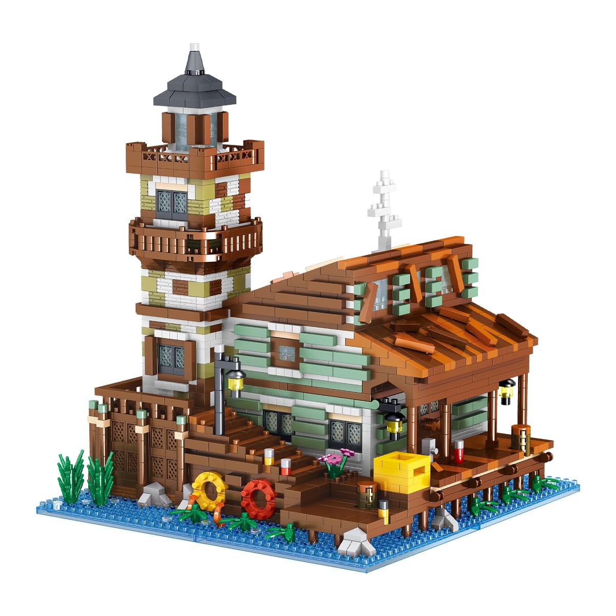 DAHONPA Old Fishing Village Store Micro Mini Building Blocks, Architecture House Building Toy and Popular Gift for Fans of The Outdoors (2689 Pieces), Gift for Kids and Adults