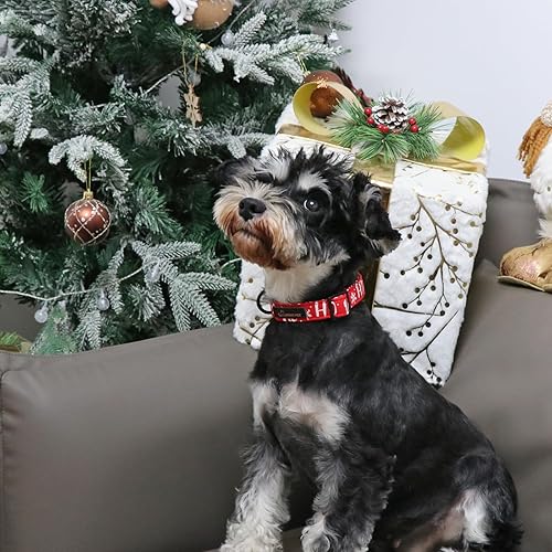 Miniatura 4 de ARING PET Collar de Navidad para perro, lindo collar de perro con copos de nieve rojos, ajustable de algodón, collar de cachorro para perros