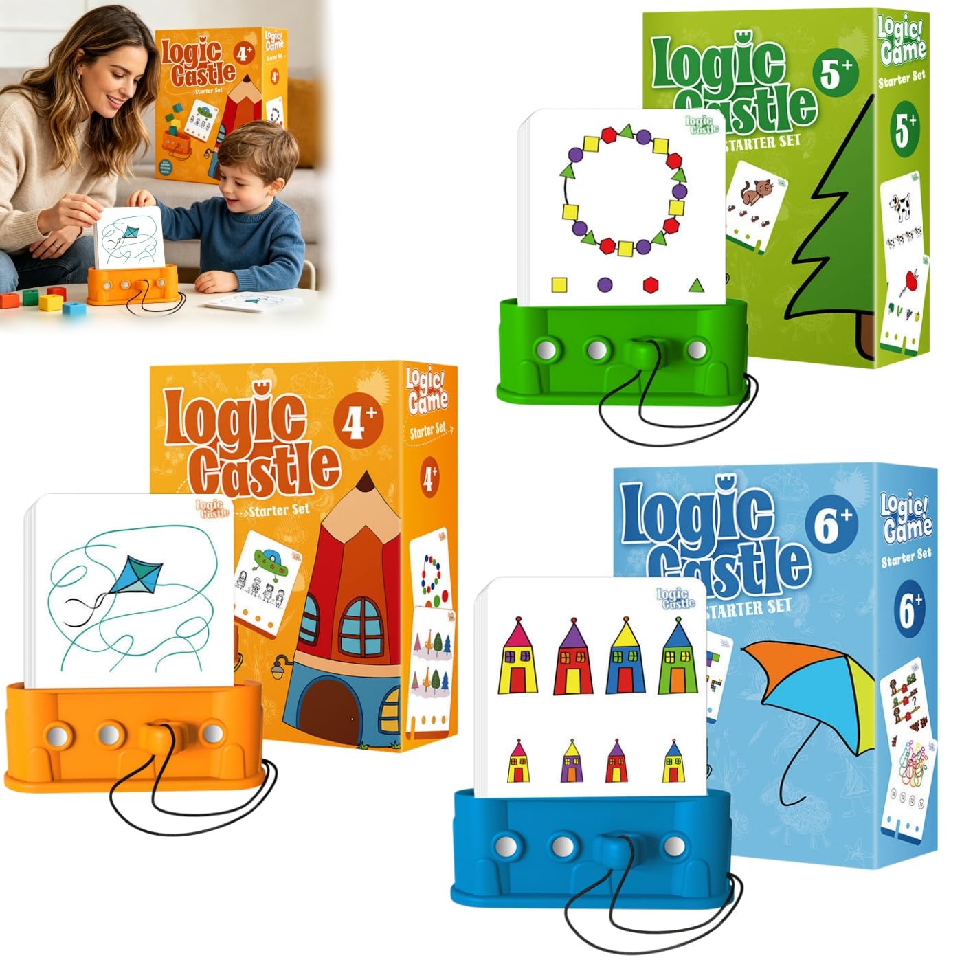 Montessori Logic Castle, Educational Logic Card Puzzle, Screen Free Brain Teaser Toy for Improving Fine Motor Skills and Problem-Solving Abilities