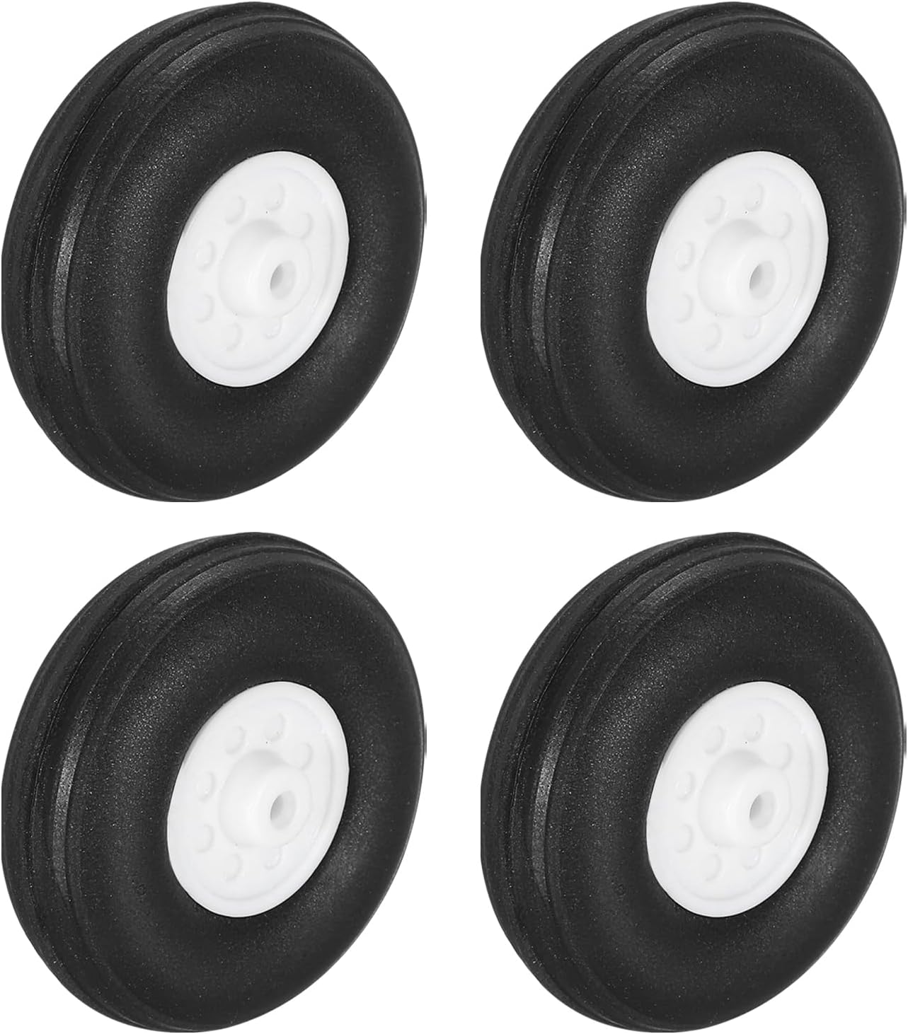 MECCANIXITY 4 Pcs RC Airplane Wheels, 1.3 Inch OD RC Plane Parts Wheels Model Airplane Light PU Sponge Tire Tail Foam Wheel for DIY RC Model Plane Aircraft Black