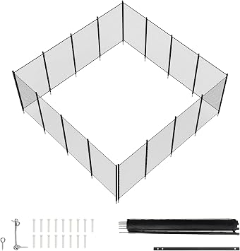 448FT Inground Pool Safety Fence, DIY Removable Mesh Barrier, Black