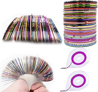 60 Colors Nail Striping Tape Line 2 Pieces Nail Tape Dispensers Free Tap...