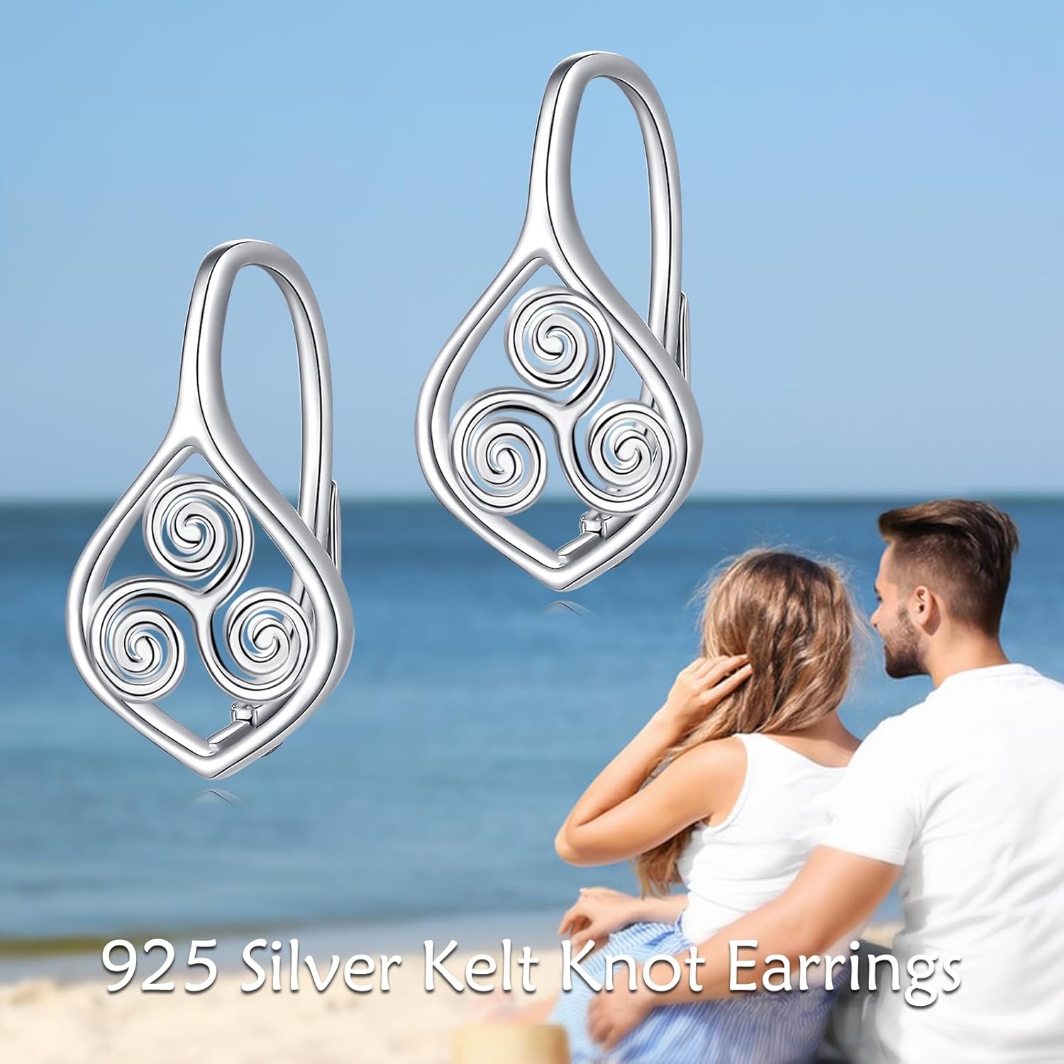 POPLYKE Leverback Celtic Knot Earrings 925 Sterling Silver Jewelry Gifts Christmas for Women Friends - Image 2