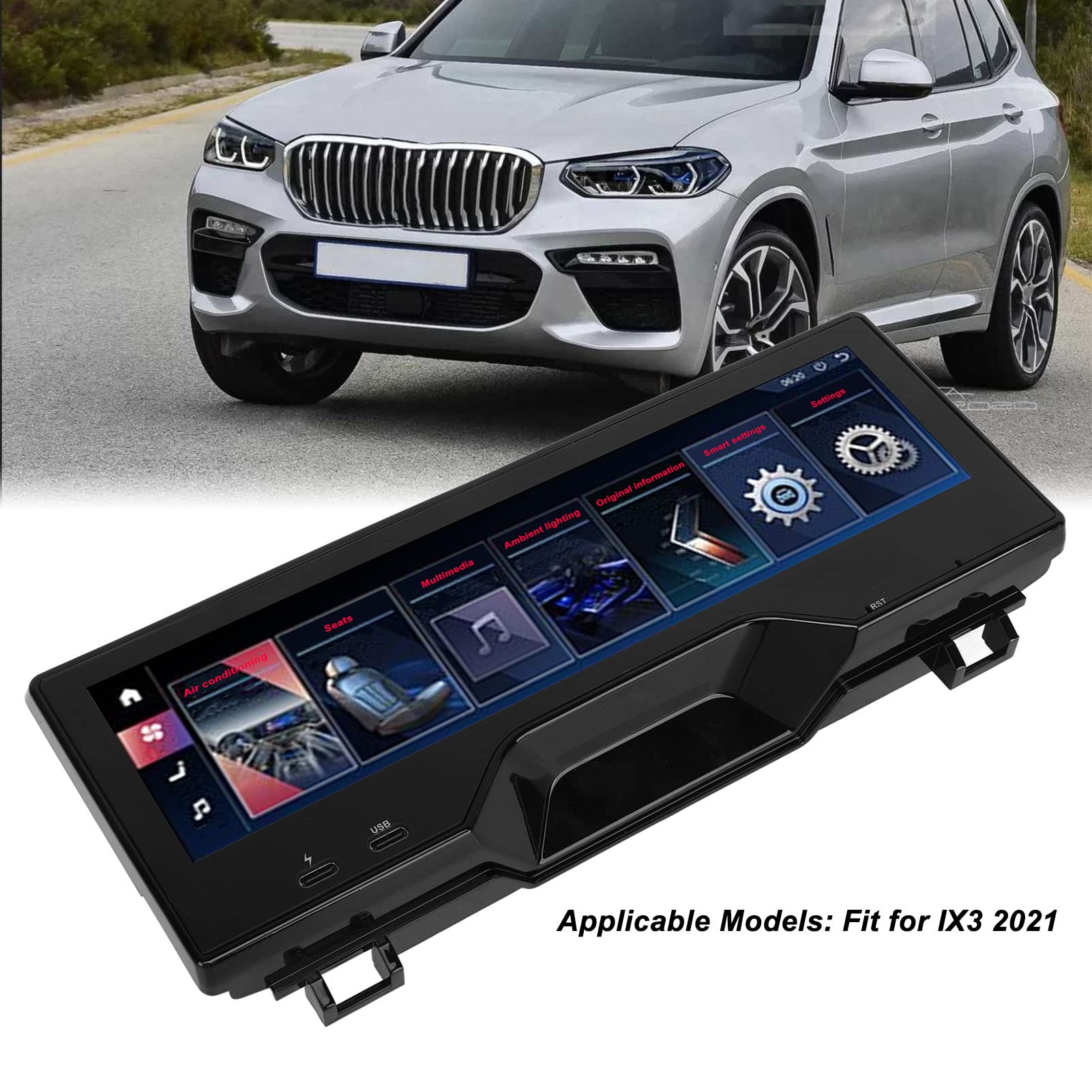 Rücksitzmonitor, Touchscreen -Anzeigefeld, kompatibel mit IX3 2021, 8,8 Zoll Hintersitzvideo -Monitor 8G Hochauflösende Helligkeitskontrolle