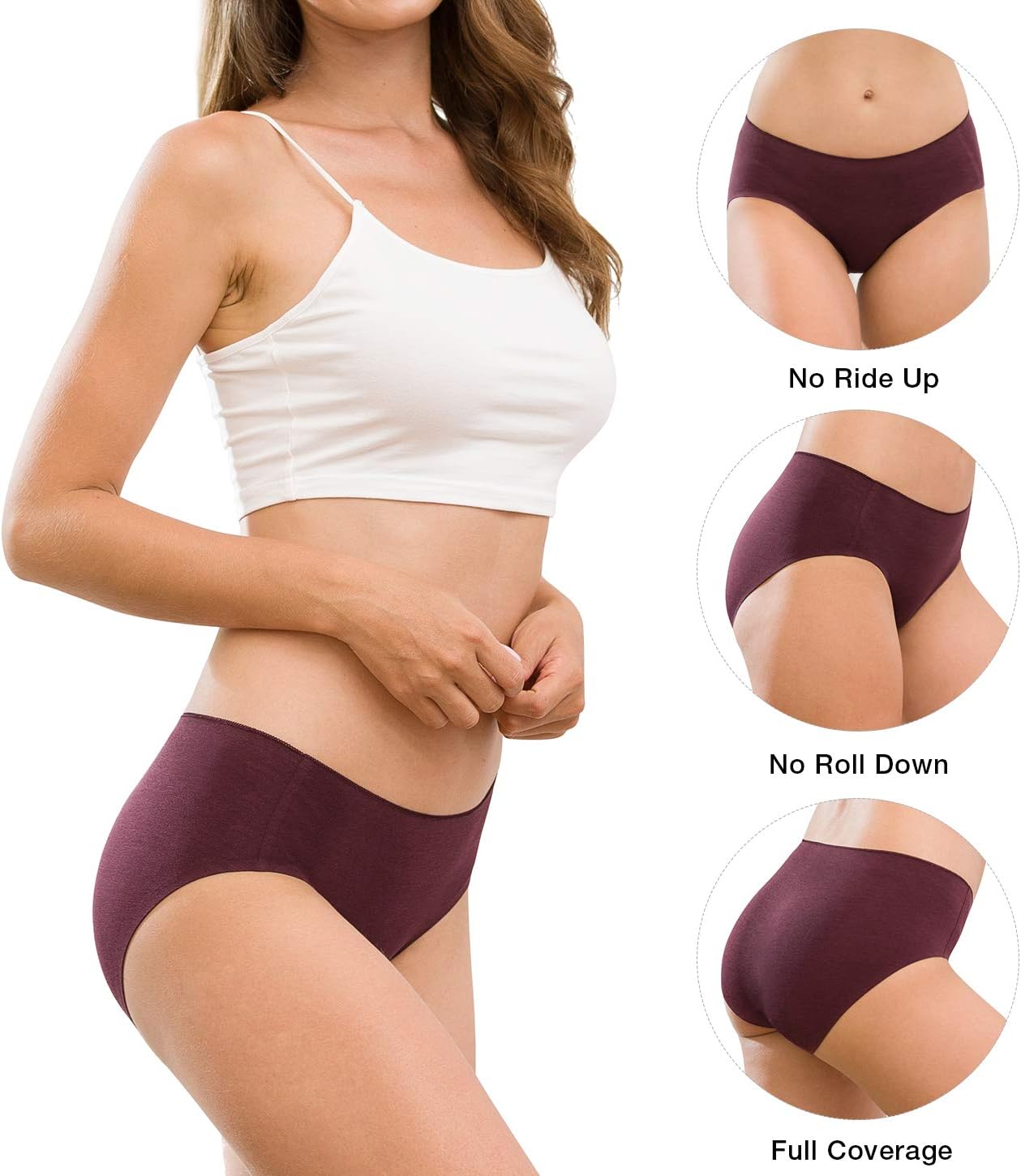Altheanray Womens Underwear Cotton Seamless Soft Hipster Panties Ladies Mid Rise Bikini - Image 3