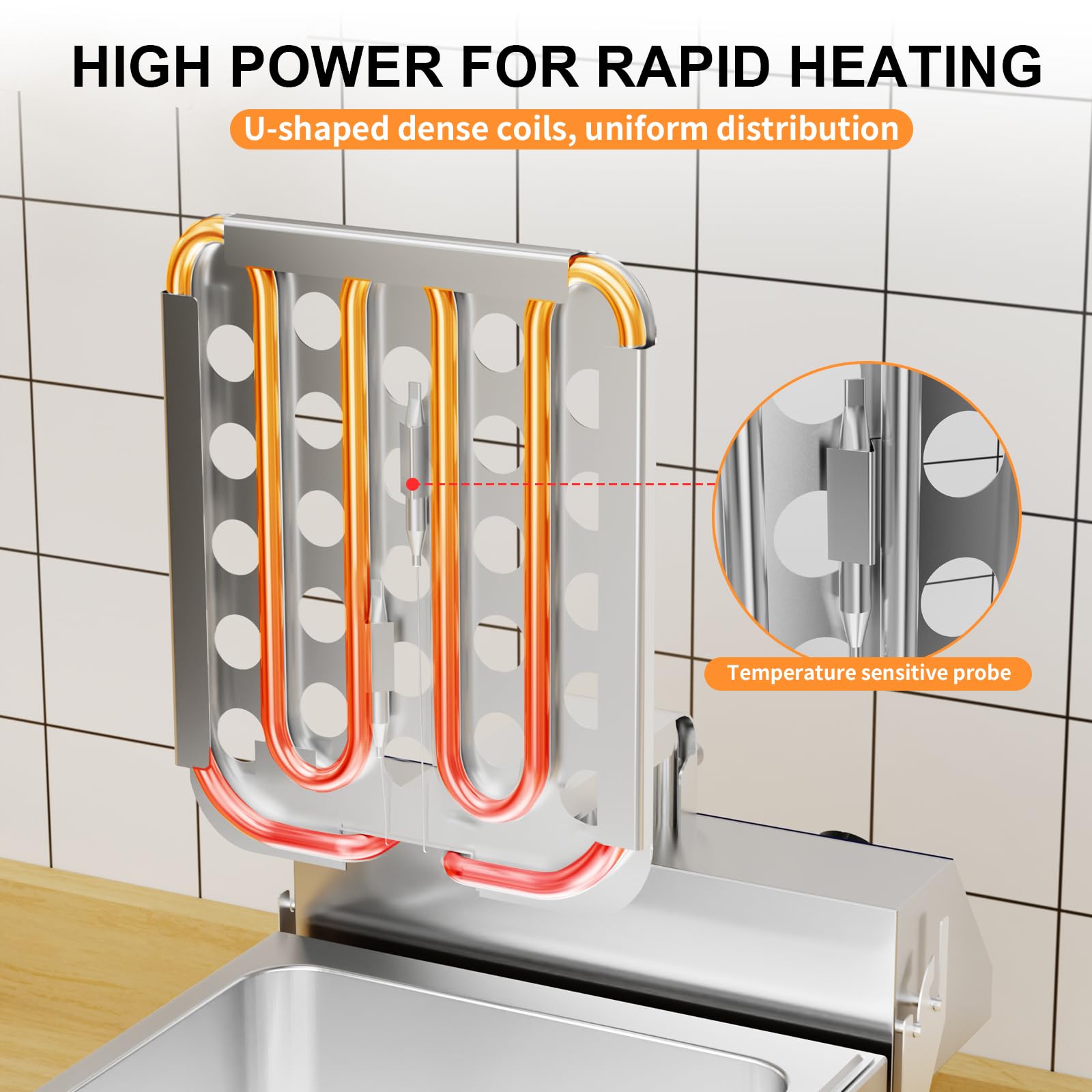 TAIMIKO Friteuse electrique Commerciale en INOX 2500W 6L avec Robinet de Vidange,Minuterie de 60 minutes Friteuse Professionnelle