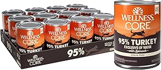 Wellness CORE 95% Natural Wet Grain Free Canned Dog Food, Turkey & Spinach,12.5-Ounce Can (Pack of 12)