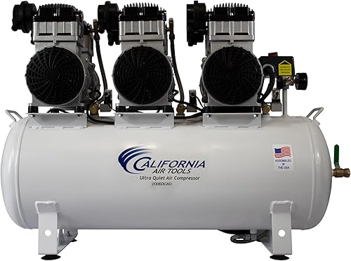 California Air Tools 20060CAD Potente compresor de aire ultra silencioso y sin aceite de 6.0 HP, tanque de 20 galones, nivel de ruido de 78 dB, con
