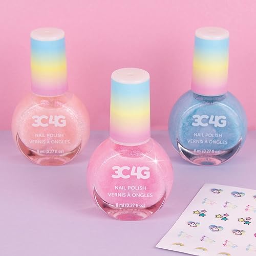 Miniatura 3 de 3C4G Trío de esmaltes de uñas con brillo de unicornio, da vida a la magia con estos 3 esmaltes de uñas holográficos, para edades de 8 años en