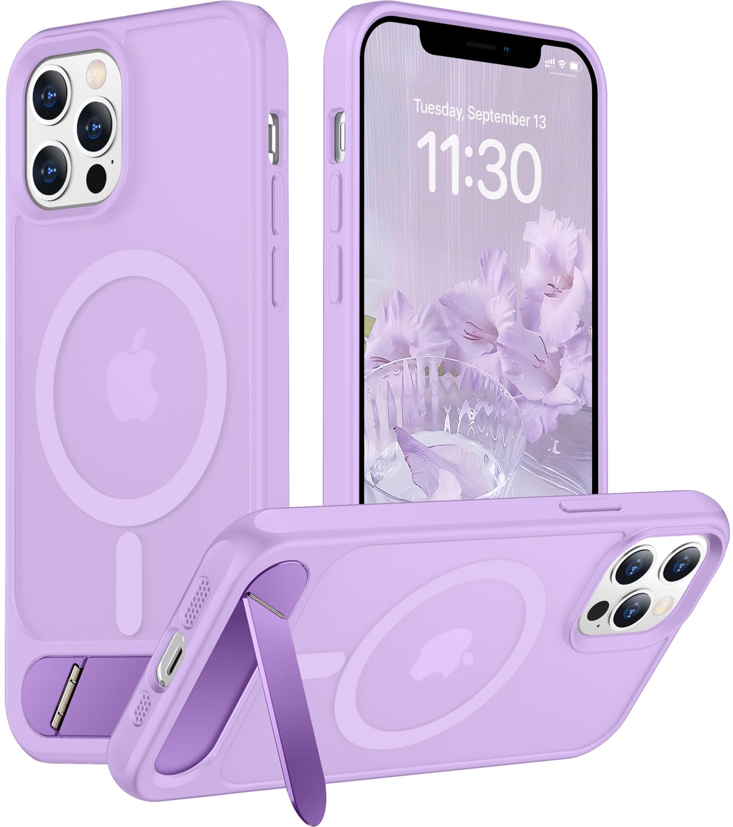 Temdan Magnetic Compatible with iPhone 12 Pro Max Case, [Built-in Invisible Kickstand][Compatible with MagSafe][Military Grade Shockproof] Slim Translucent Matte Phone Case for iPhone 12 Pro Max 6.7"