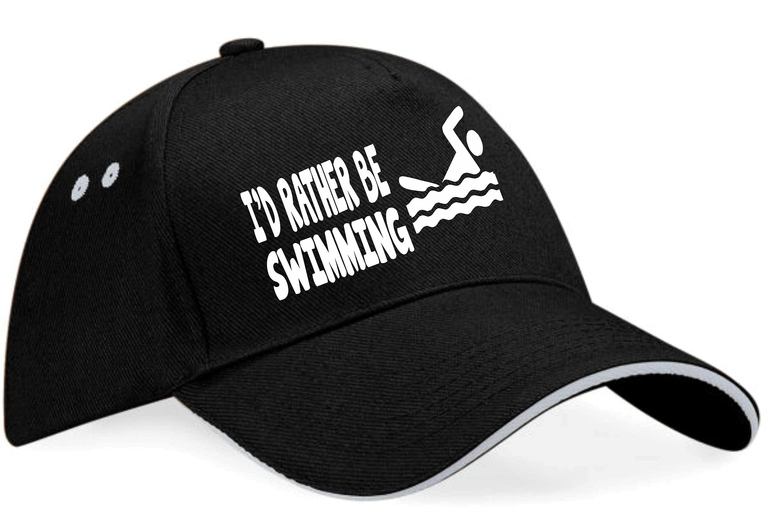 Print4U I'd Rather Be Swimming Baseball Cap Sport Birthday Gift for Men & Women Black