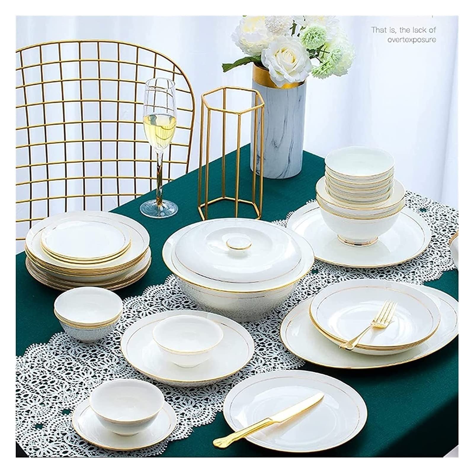 食器セット - 高級ギフト食器サービスセット、60ピースヨーロッパ高級食器セット、ボーンチャイナ食器セラミック食器と箸、10人用サー 食器セット -  高級ギフト食器サービスセット、60ピースヨーロッパ高級食器セット、ボーンチャイナ食器セラミック食器と箸、10人用サー ... 食器セット 高級ファミリーディナーサービスセット 36PCS セラミック食器セット ボーンチャイナ テーブルウェア 皿 プレート セ