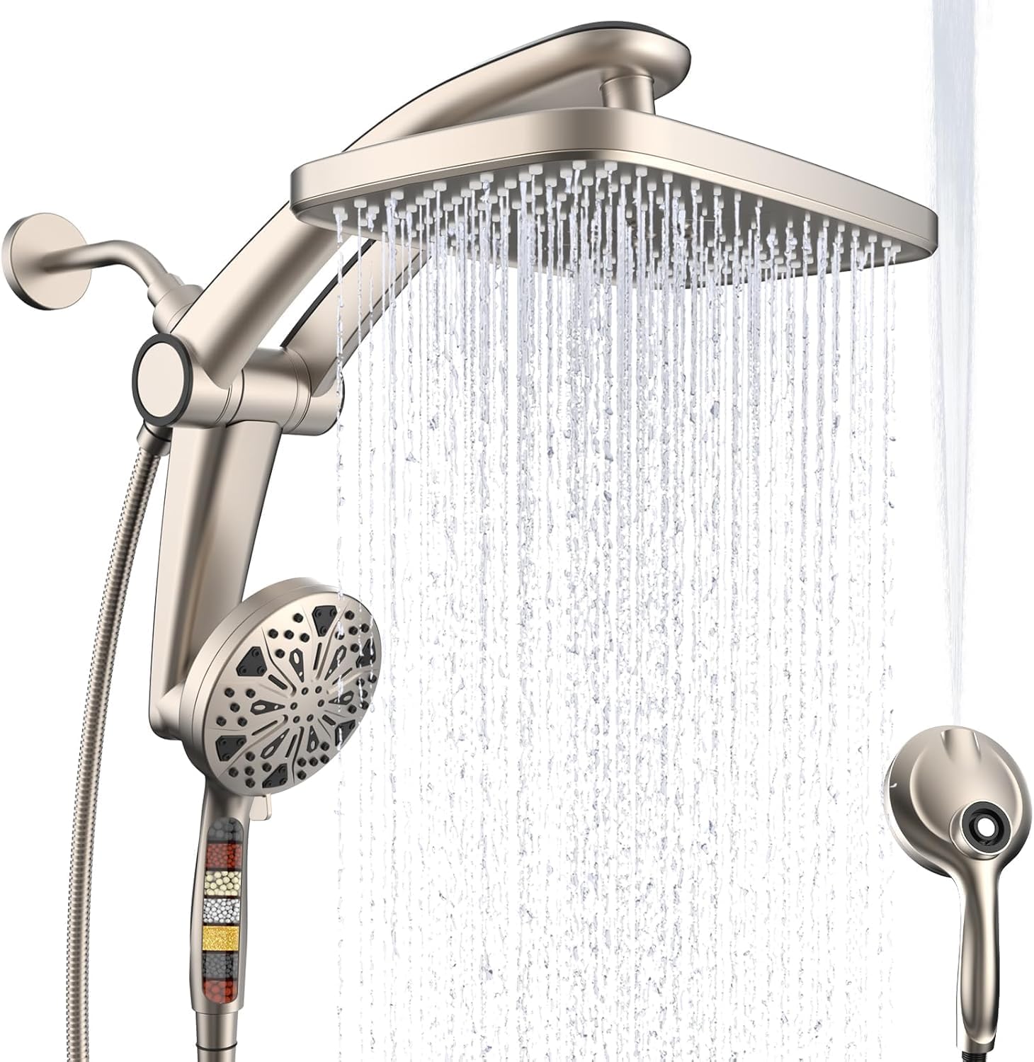 Ducha eléctrica 12 pulg con cabezal fijo y de mano magnético miniatura 1