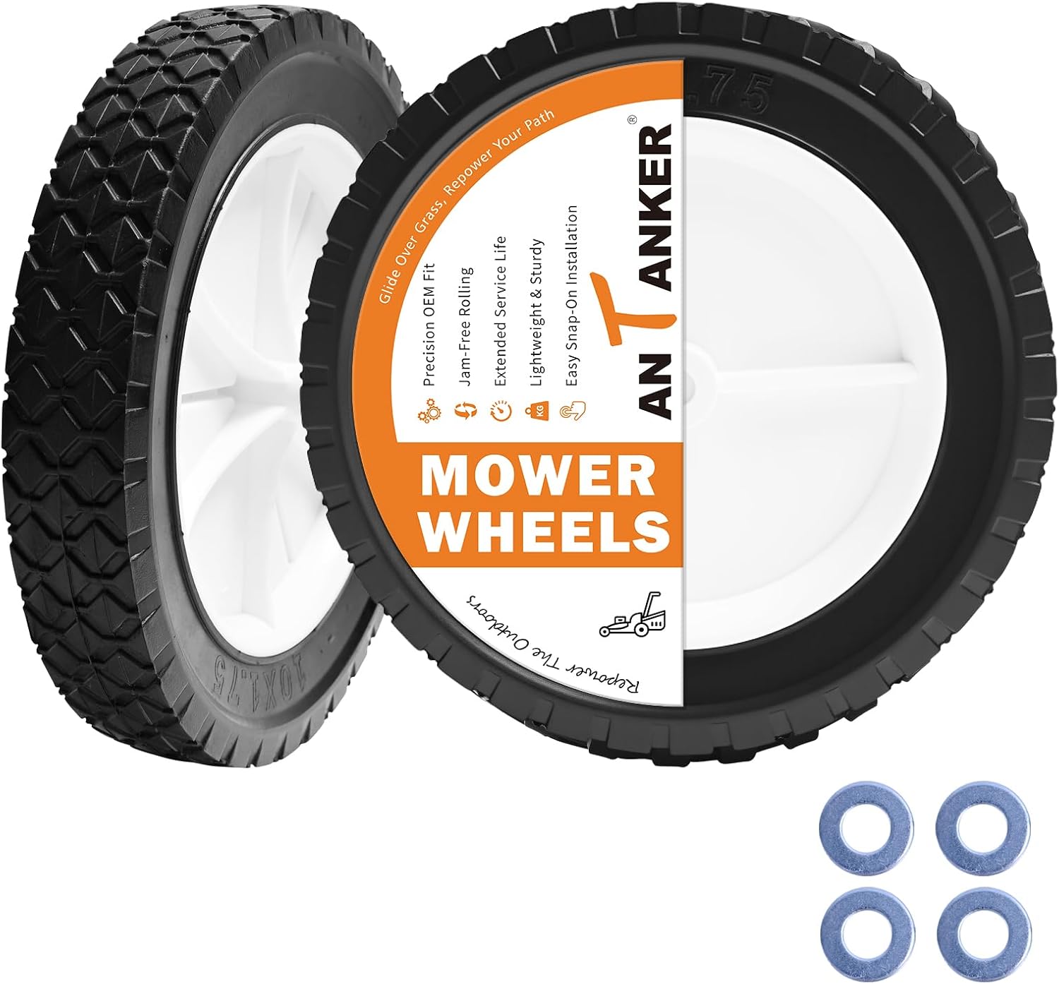 10 Inch Lawn Mower Wheel Replaces for Oregon 72-110 Hand Trucks Utility Carts 10" x1.75" Wheel, 2Pcs