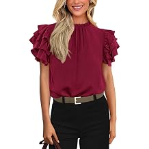 KIRUNDO Blouses for Women Dressy Casual Ruffle Shirts Tops
