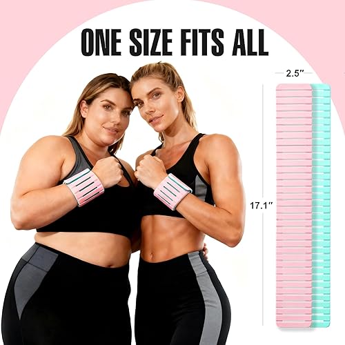 Vista 4 de Paquete de 2 pesas magnéticas para muñeca y tobillo para mujer (1 libra cada una), diseño transpirable mejorado y agradable a la piel, tecnología